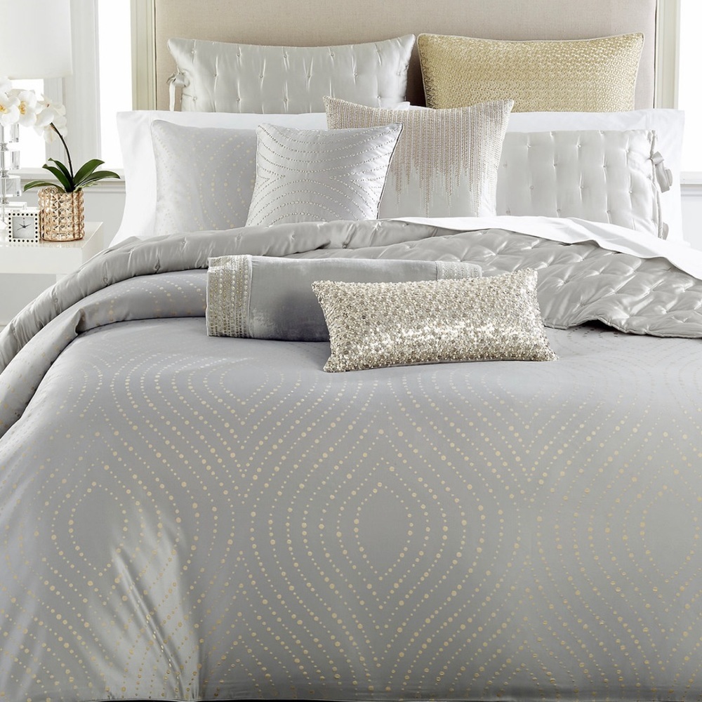 Hotel Collection Finest Bed Linen King  Comforter Cover Silverleaf NEW